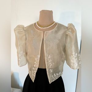 Filipiniana native blouse /top with flower detail (S-M)